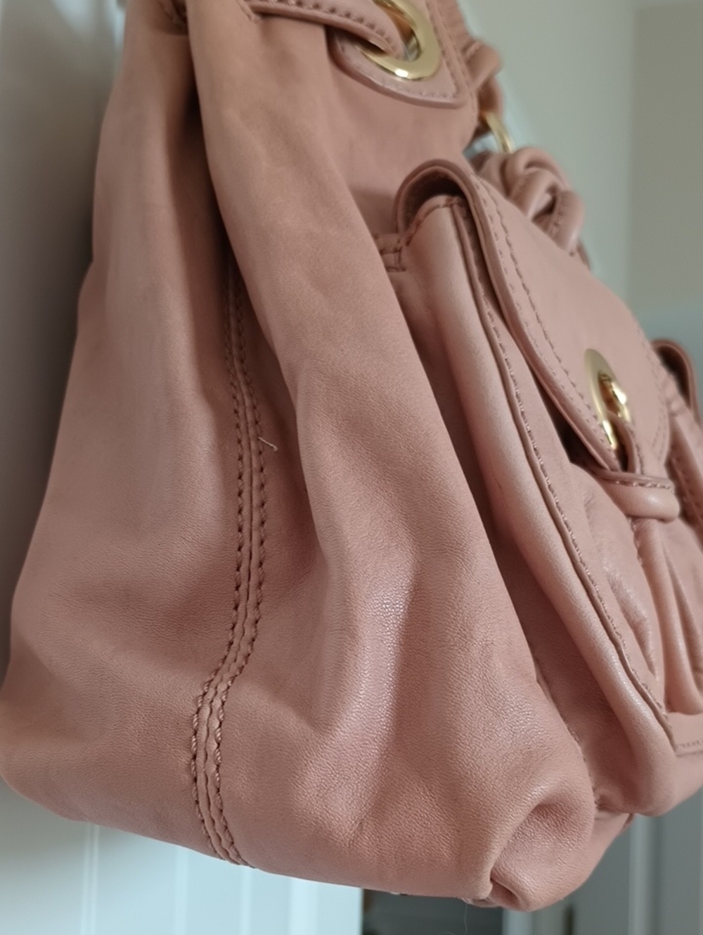 Michael Kors Blush Tan Soft Leather Knot Shoulder Tote - Picture 6 of 16